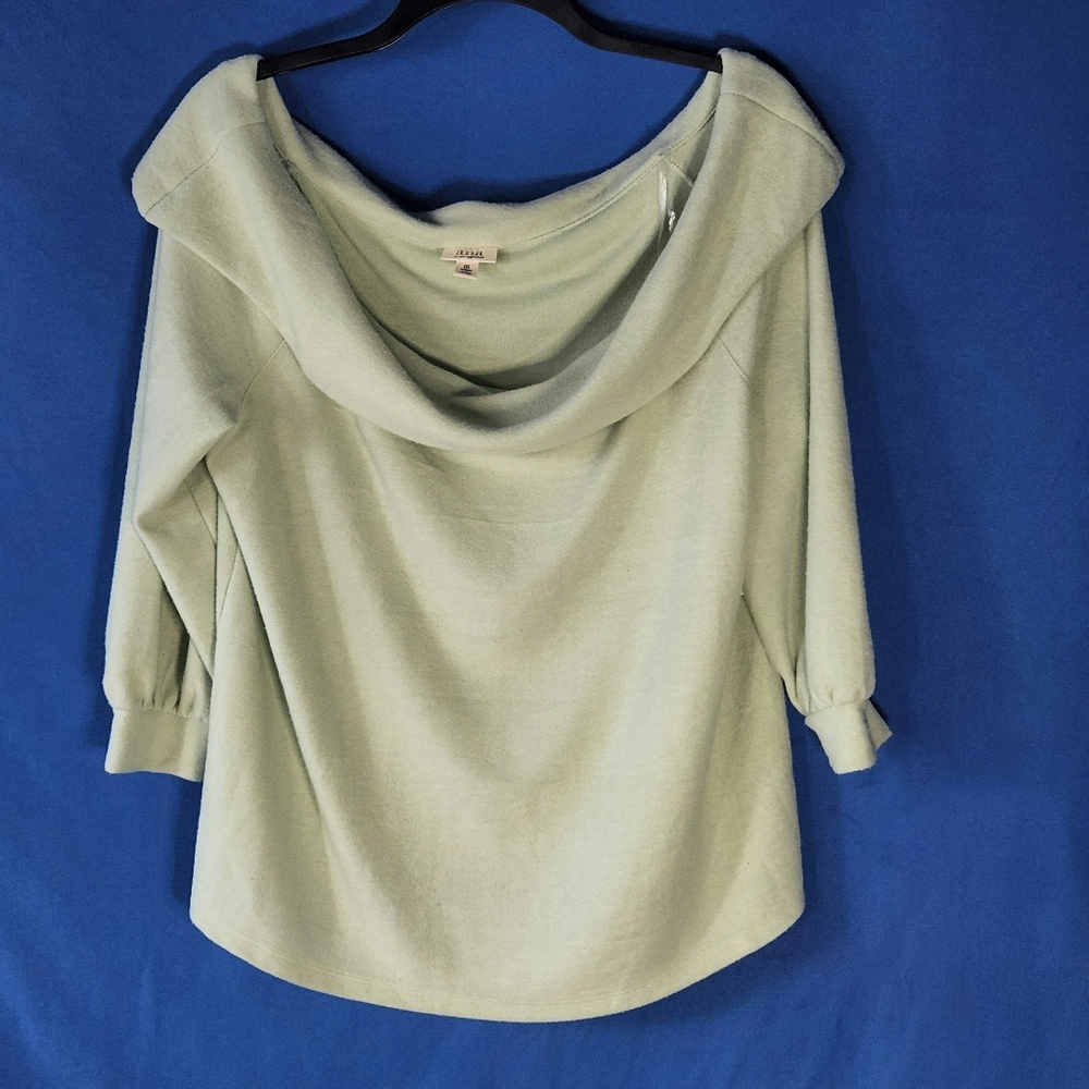 a.n.a. Off-The-Shoulder Sweater In Refreshing Sea Mint Relaxed Fit